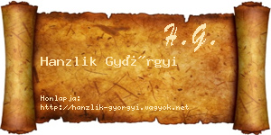Hanzlik Györgyi névjegykártya